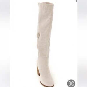 New block heeled Cream Women's knee high boots~